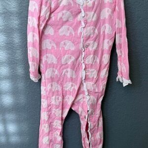 Kickee Pants 12-18mo Pink Elephant Print Baby footies (open foot)